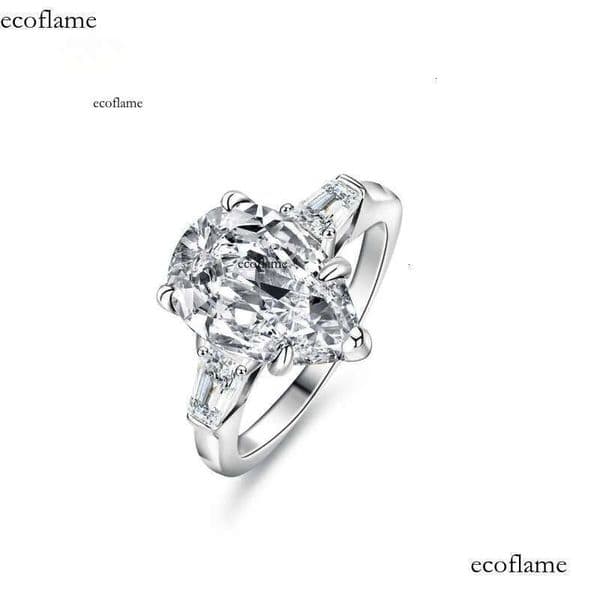 2024 New Luxurious Bridal S Sterling Sier Engagement Ring Elegant Pear Cut 4Ct VVS Moissanite Dias Classic