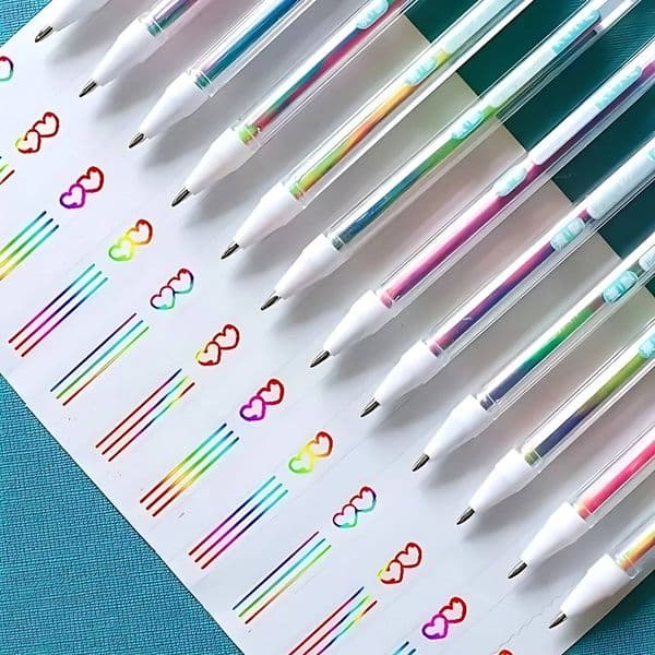 12Pcs Multicolor Gel Highlighter Pens Set Quick Dry Smooth Writing Markers For School Office Art Drawing Creative Projects