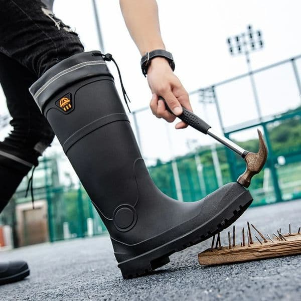Men Rain Boots Steel Toe Platform Boots Waterproof Non-slip Rain Shoes Anti-smash Anti-stab Work Shoes Slip-On Anti Crush Boots 260527