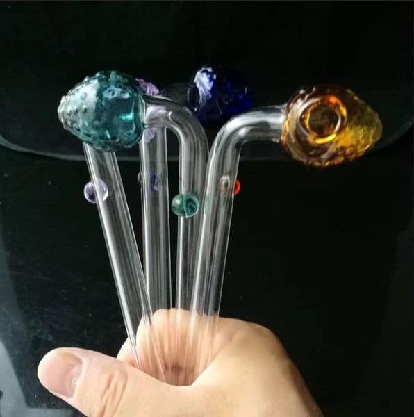 The color of strawberry pot head Wholesale Bongs Oil Burner Pipes Water Pipes Glass Pipe Oil Rigs Smoking
