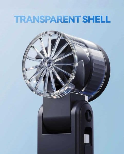 Portable Handheld Fan with 4000mAh Power Bank for Phone Charging Built-in Cables 100-SpeedR260527