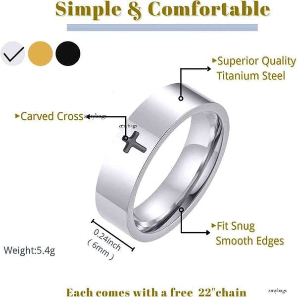 GZW Cross Rings For Men And Women Plated Mens Titanium Stainless Steel Sier Gold Black Color Lord Prayer Jesus Christian Religious Finger Ring Wholesale