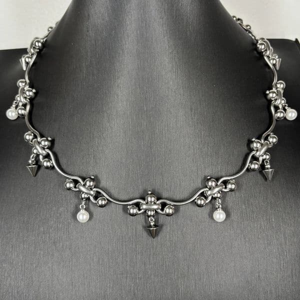 Punk Necklace Metal Chain Rivet Pearl Irregular Cool Hip-hop Unisex Necklace Accessaries Choker for Women Men Jewelry260527
