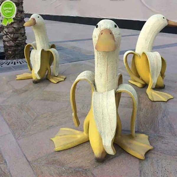 2026 cologne Creative Vintage New Yard Garden Sculptures Gardening Decor Art Whimsical Peeled Banana perfume Duck Home Statues Crafts Ing Free Shipping 9