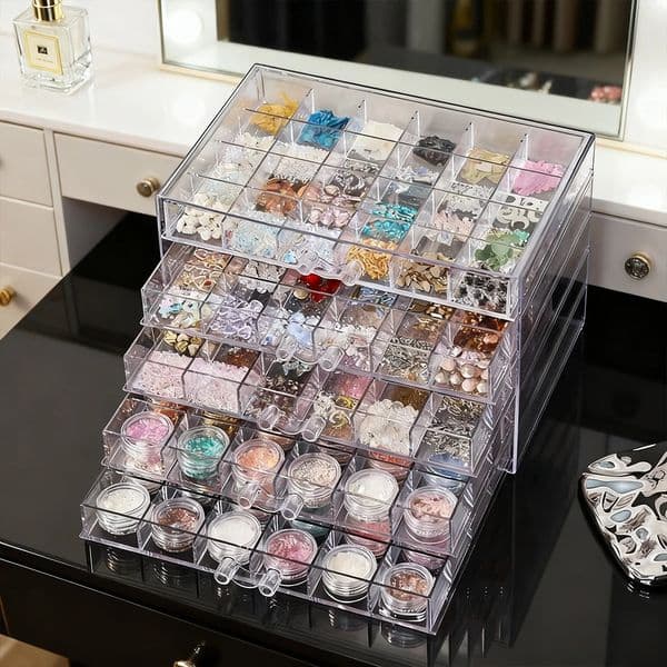 1pc drawer style acrylic multifunctional nail diamond decoration storage box desktop jewelry bead stackable organizer 260527