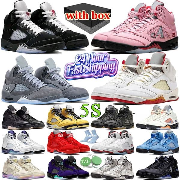 5s Designer Basketball Shoes j5 gray wolf Black Cats Thunders Cool Grey cement Brick Fire Red Black metallic Awake Fragment men women OG 5 outdoor sneakers With Box
