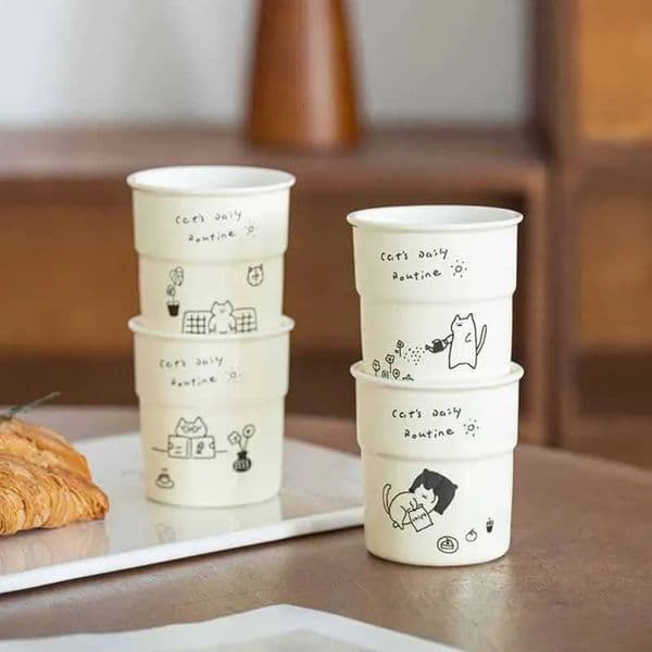 2026 cologne 225Ml Print Coffee Simple Cute Cat Illustrations Pattern Oat Milk Latte Breakfast Cup Office Home Water Cups perfume Mug Gift Free Shipping 8