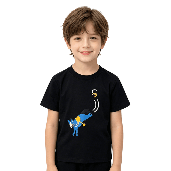 Kids Cotton Short Sleeve T Shirt Cartoon Horse Print Casual Summer Tops Breathable Crew Neck Tees for Boys Girls Toddlers to Teens 90-170CM