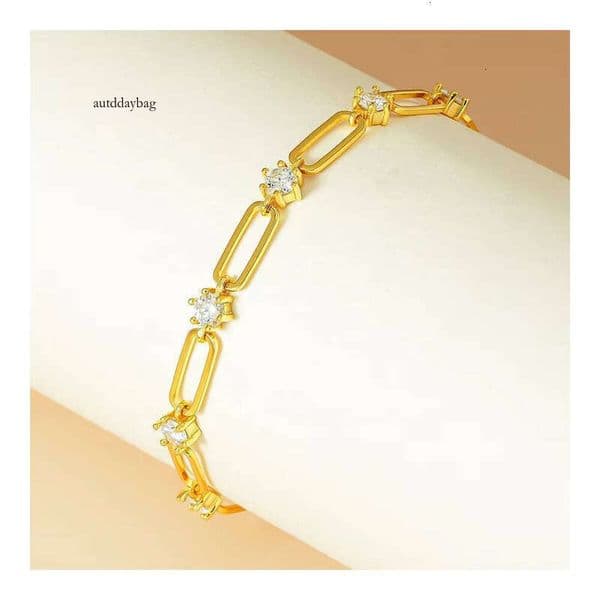 Fast Delivery Fashion Pure Sier Boutique Jewelry Gold-Plated Paperclip Chain VVS Moissanite Women's Tennis Bracelet