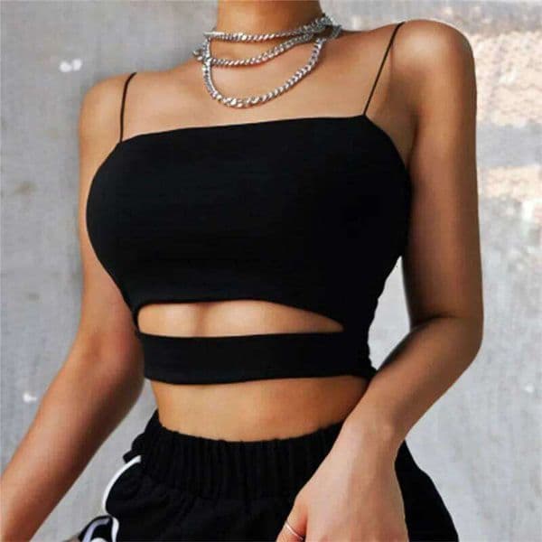 New Fashion Hot Women Summer Sexy Casual Sleeveless Cut-Out Short Tee Shirt Crop Vest Strap Tank Top Blouse