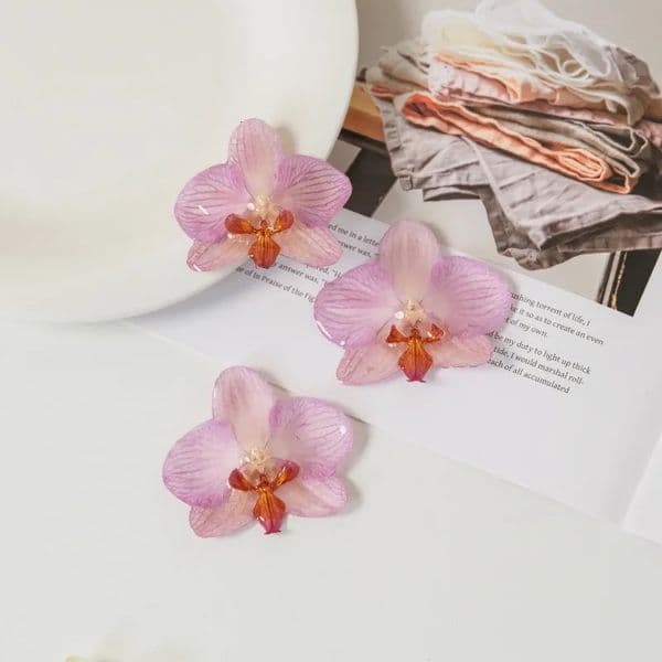 3pcs Dried Flower ResinDipped Phalaenopsis DIY Earrings Necklace Orchid Head Decorations for Wedding Corsage Accessories 260527