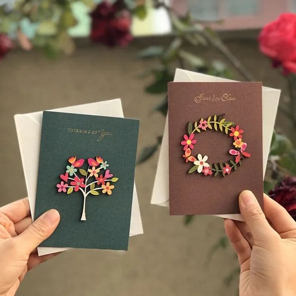 Set Universal Card Retro Wood Carving Patch Mini Blessing Greeting Card Sending Paper Envelope Business Greeting Card Birthday 260527