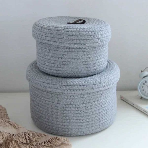 Vintage Desktop Storage Baskets Dustproof Braided Simple Frame Household Multi-functional Sundries Organizer Tool ItemsJ260527