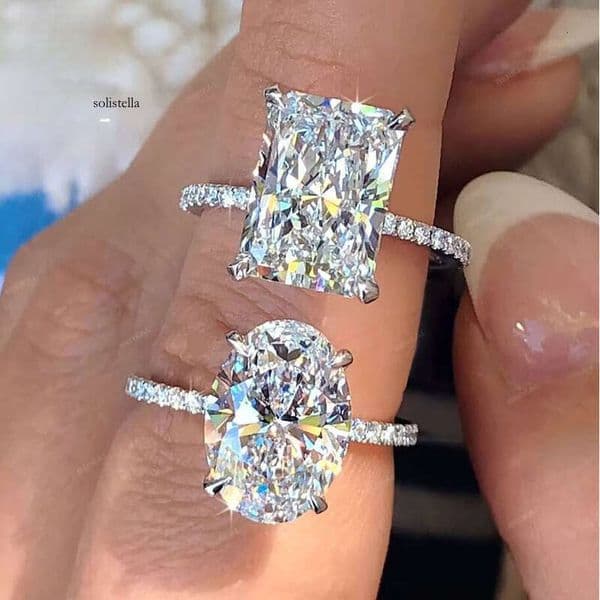 10K 14K Vvs Moissanite Engagement Female Silver Emerald Radiant Oval Cut Gold Ring Jewelry