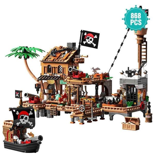 Pirate Ship Building Toys Pirate Wharf Themed Ci Store Building Bricks Sets for Boys Age 8-12868 Pieces Advent CndarJ260527