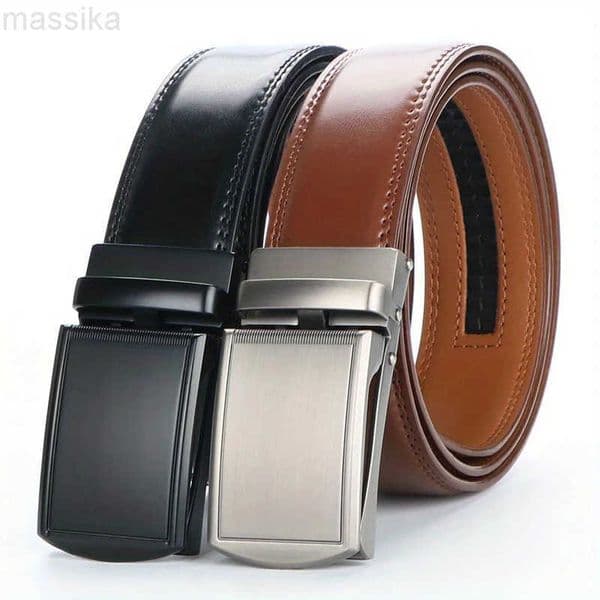 Original Genuine Leather Cowhide Belt for Men - Adjustable Automatic Buckle Versatile Casual Business Style Durable Alloy BuckleR260527