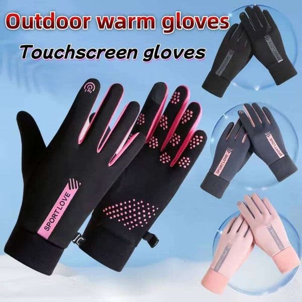 Women's Warm Fashionable Winter Sports Gloves, Anti Loss Buckle+Touchable Fingertip Design S260526