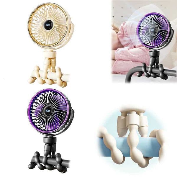 Mini Octopus Fan with Flexible Tripod Portable Handheld Rechargebale Baby Car Seat Adjustable Degree for Office Room CarR260527