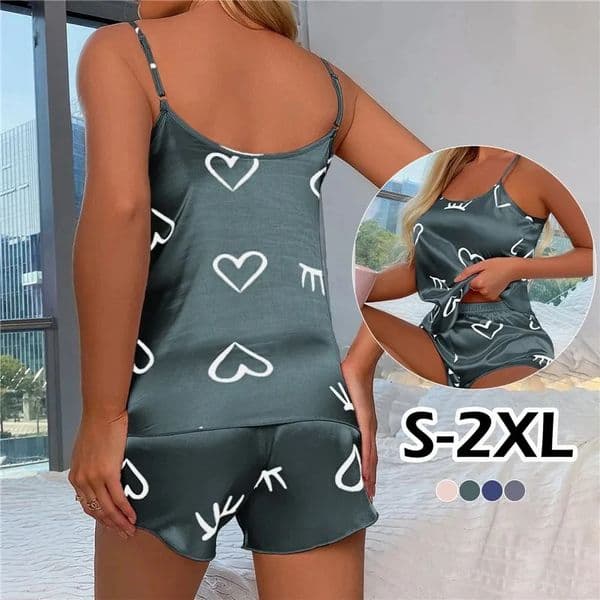 Women Ice Silk Pajamas Sleepwear Pajama Set Camisole Shorts L XL XXL Gray Pink Low Cut Comfortable Casual Summer 260527
