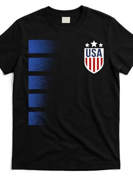 Retro USA Soccer Round Neck Stretch Fabric All-Season Casual Fan T D260527