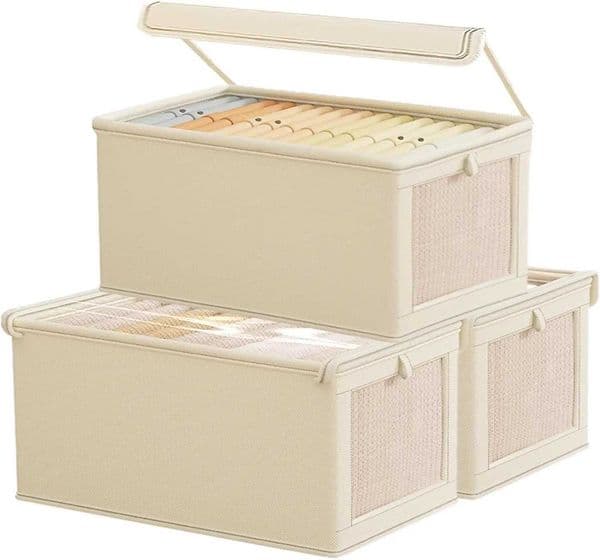 1PC Foldable Oxford Cloth Storage Box Dustproof Household Clothes Organizer with Transparent Window for Home UseJ260527