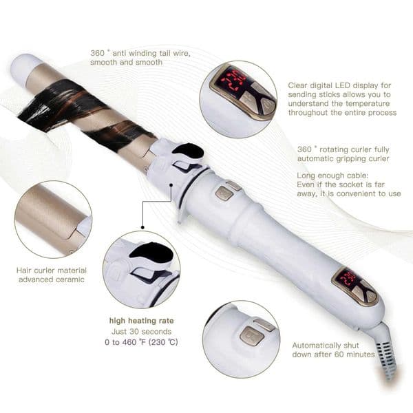 2024 Best Hair Curling Wand 28mm Automatic Rotating Curling Iron for Professional Big Waves and Inward Curls L260526
