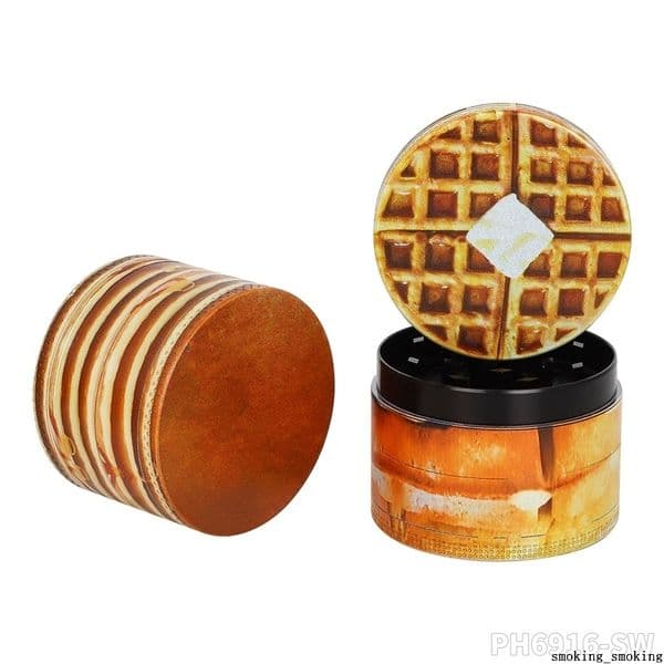 Grinder Metal Zinc Alloy Smoking Herb 50mm Grinders 4 Parts Layers Tobacco Cigarette Herbal Spice Crusher Miller Hand Mills Cookies Hamburgers Food Cake Waffle DHL