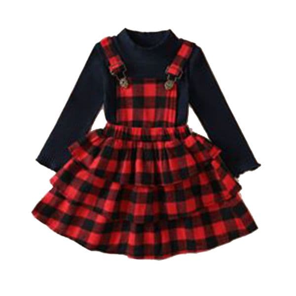 2026 New Clothing Sets Cologne Christmas Perfume Toddler Girls Clothes Fall Winter Baby Kids Children Suits Warm Solid Sweater Plaid Suspender Dress 003 Designe