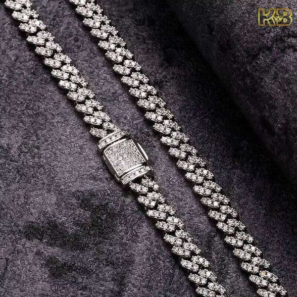 Sier Cuban Necklace Hip Hop Style VVS Moissanite Dia Chain for Men Women High Quality Jewelry 5e