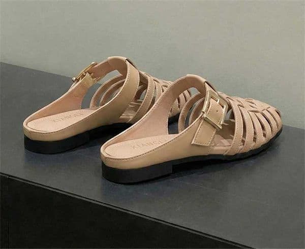 2026 Summer New Womens Mules And Clogs Closed Toe Woven Hollow Out Breathable Slip On Shoes Plus Size Casual Flat Sandals H260527