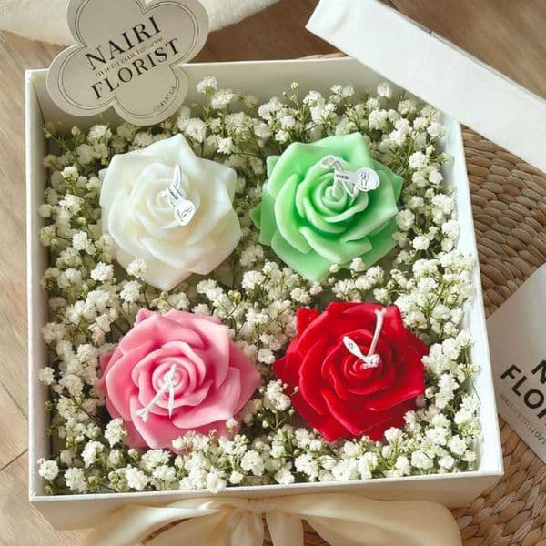 Rose-shaped Soy Wax Candles Hand-Decorated Smokeless Ideal for He Dcor Vntines Day Birthdays and Wedding GiftsJ260527
