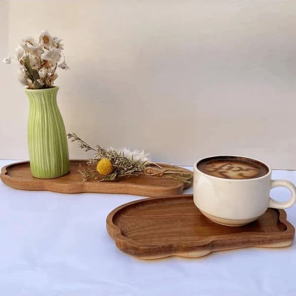 2026 perfume Tableware Dessert Japanese Acacia Wooden Cloud Shaped Fruit Plate Bread Tray Creative cologne Tea Saucer Coffee Coasters Free Shipping 6