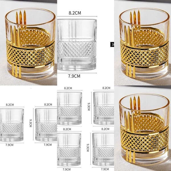 Square Crystal Whiskey Glass Cup Gold Line Home Water Party el Wedding Drinkware Gift 251210Y260527