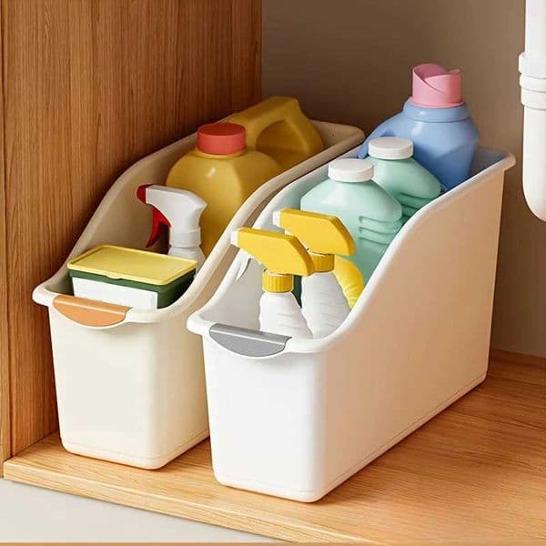 1/3pcs Multi-Functional Storage Box Set - Curved Space-Saving Design Ideal for Home Organization Cleaning Supplies StorageJ260527
