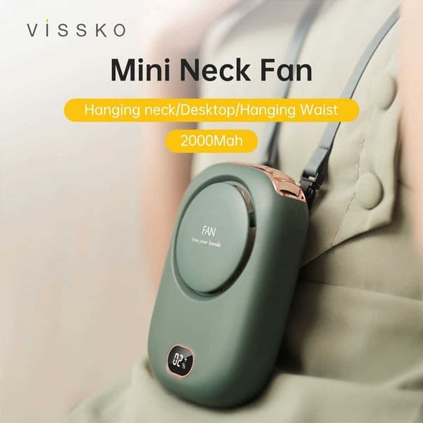 Vissko Portable Hanging Neck Fan Mini Fans with Adjustable Lanyard Bladeless USB Rechargeable Sports Cooling Fan for Kids TravelR260527