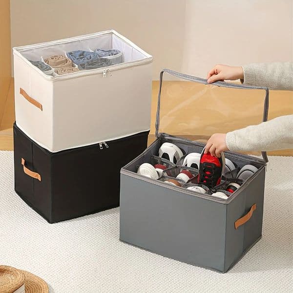 Pure color of household clothing shoes bin with cover finishing receive a case 12 fabric folded wardrobe underwear sorting 260527