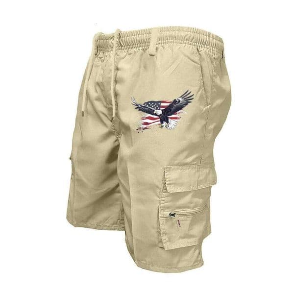Male Cargo Elastic Waist Cycling Multi-pockets Loose Work Short Pants Outdoor Sport Printed Casual Shorts W260527