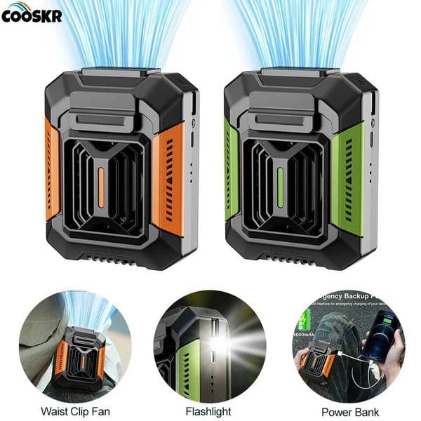 Clip Portable Mini Hanging Neck USB Rechargeable Small Outdoor Camping Waist Fan with Power Bank LED Light ddmysaturn