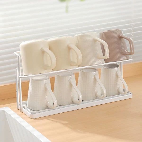 1pc Doublelayer Cup Holder Kitchen Water Drain rack Desktop Storage Rack Cups Shelf Set 260527