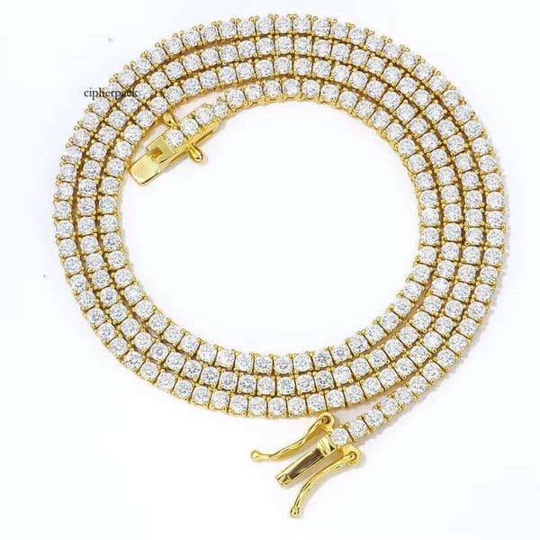 Star Moon Boutique Jewelry Men and Women Hip Hop 2mm Gold Plated Sterling Sier Mossanite Moissanite Chain Necklace