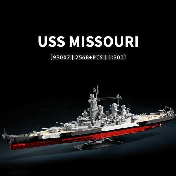 WW2 1300 USS Missouri Battle Ship Building Blocks Military Warship Model Desktop Ornaments Assembly Ship Bricks Toy Adt GiftsJ260527
