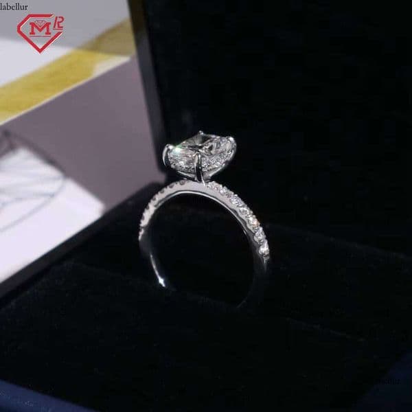 IGI Certified Genuine E/VS1 Silver Cushion Cut Engagement Lab Grown Diamond Ring