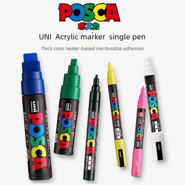 1pcs Japan UNI POSCA Markers PC-1M/3M/5M Acrylic Graffiti Pen Waterproof DIY Stackable Color Art Painting School Supplies 260526