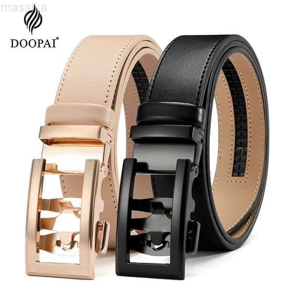 DOOPAI New Mens Belt Hollow Automatic Mens Belt Genuine Leather Luxury Belt For Men Belt Male Strap Male Metal Automatic BuckleR260527
