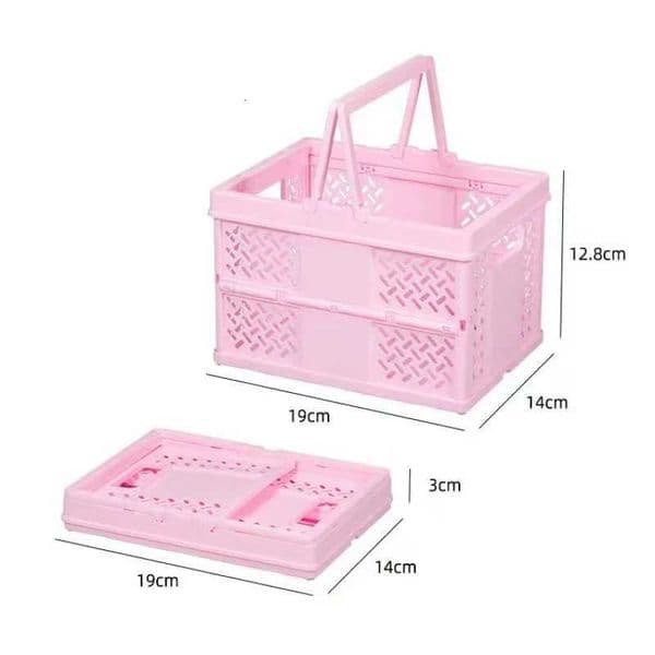 Foldable Plastic Basket Multicolor Eco-Friendly Utility Storage Basket with Handle for Home OrganizationJ260527