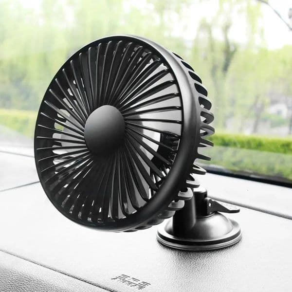 Strong Wind Power Dual-Head Car Quiet Operation Dual Head Design Electric Fan Multi-Angle Adjustable 12V/24V Universal ddmynov