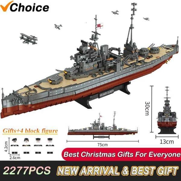 2277PCS Classic Battleship Building Blocks Bricks Model Toys Collection Desktop Ornaments Boys Adt Christmas GiftsJ260527