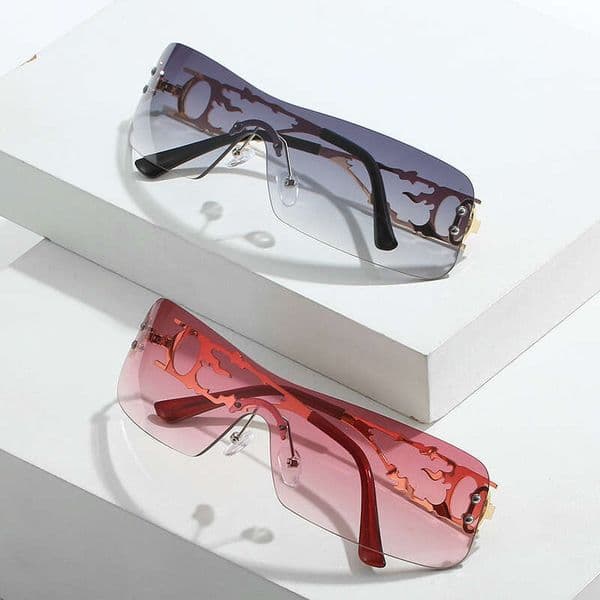 Cross-Border One-Piece Frameless European and American Personality Sunglasses Women's Fashion Cycling Outdoor Glasses