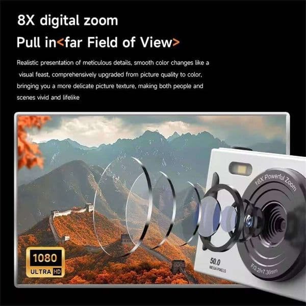 4K Dual Flash 50 Million Pixel Retro 2.4 Inch Screen CCD Portable Card Entry-level 8x Digital Zoom Camera J260527