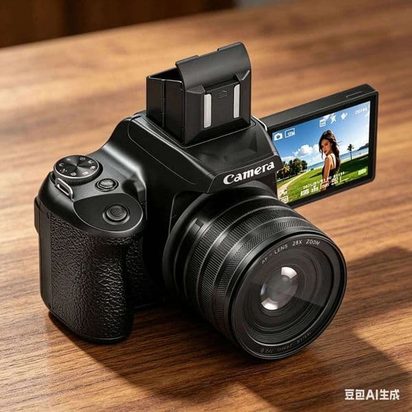 68MP Portable Vlogging Kit Fill Light Lens Hood 28X Zoom & 4K Video Recording DSLR Digital Camera With Flip Screen J260527